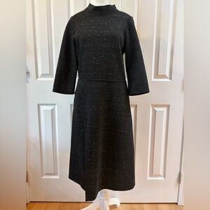 Sea New York Charcoal Gray Space Dye Pattern Wool Blend Mock Neck Dress Size 8